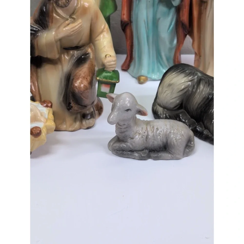 Vintage Homco Home Interiors Porcelain Figurine Complete Nativity Set 9pc #5216